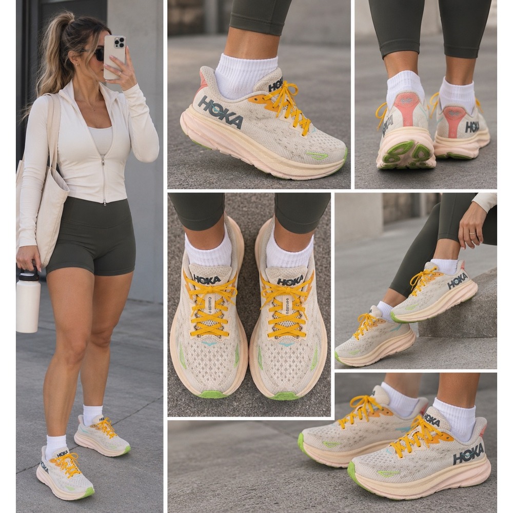 Hoka Clifton 9 Womens Running Shoes Eggnog Passion Fruit 1133249 Size 7.5